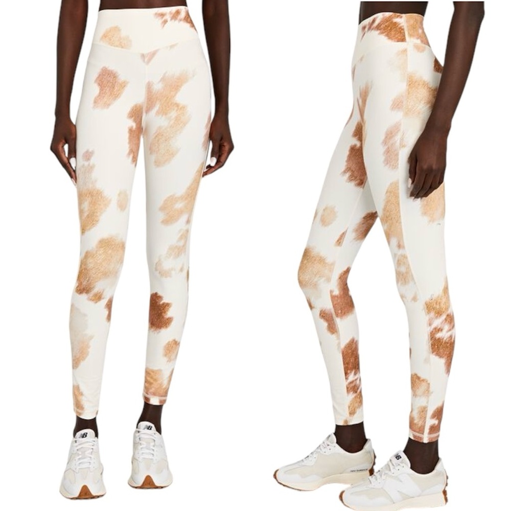 WeWoreWhat V-Shaped Beige Cowhide Print High Rise Leggings Small S